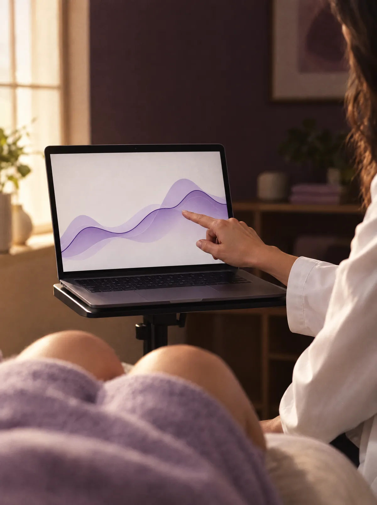 Tela de biofeedback com a curva de contração muscular apontada pela fisioterapeuta